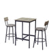 Bar Table Set with 2 Bar stools PU Soft seat with backrest, Grey, 23.62'' W x 23.62'' D x 35.43'' H Default -DTYStore