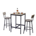 Bar Table Set with 2 Bar stools PU Soft seat with backrest, Grey, 23.62'' W x 23.62'' D x 35.43'' H Default -DTYStore