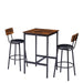 Bar Table Set with 2 Bar stools PU Soft seat with backrest, Rustic Brown, 23.62'' W x 23.62'' D x 35.43'' H Default -DTYStore