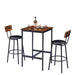 Bar Table Set with 2 Bar stools PU Soft seat with backrest, Rustic Brown, 23.62'' W x 23.62'' D x 35.43'' H Default -DTYStore