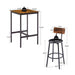 Bar Table Set with 2 Bar stools PU Soft seat with backrest, Rustic Brown, 23.62'' W x 23.62'' D x 35.43'' H Default -DTYStore