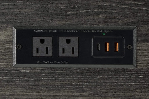 Bar Table Set with Power Outlet, Bar Table and Chairs Set, 4 Piece Dining Table Set, Industrial Breakfast Table Set, for Living Room, Dining Room, Game Room Default -DTYStore