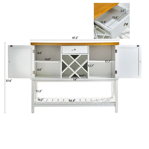 Bar cabinet Console Table with 2-Door Cabinet & 1 Drawers, Coffee Bar, Wine rack,Entryway Table with Storage Shelf, Sofa Tables Buffet Sideboard for Kitchen, Hallway, Dining, Living Room, White - DTY Store