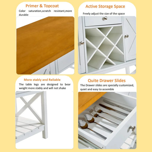 Bar cabinet Console Table with 2-Door Cabinet & 1 Drawers, Coffee Bar, Wine rack,Entryway Table with Storage Shelf, Sofa Tables Buffet Sideboard for Kitchen, Hallway, Dining, Living Room, White Default -DTYStore