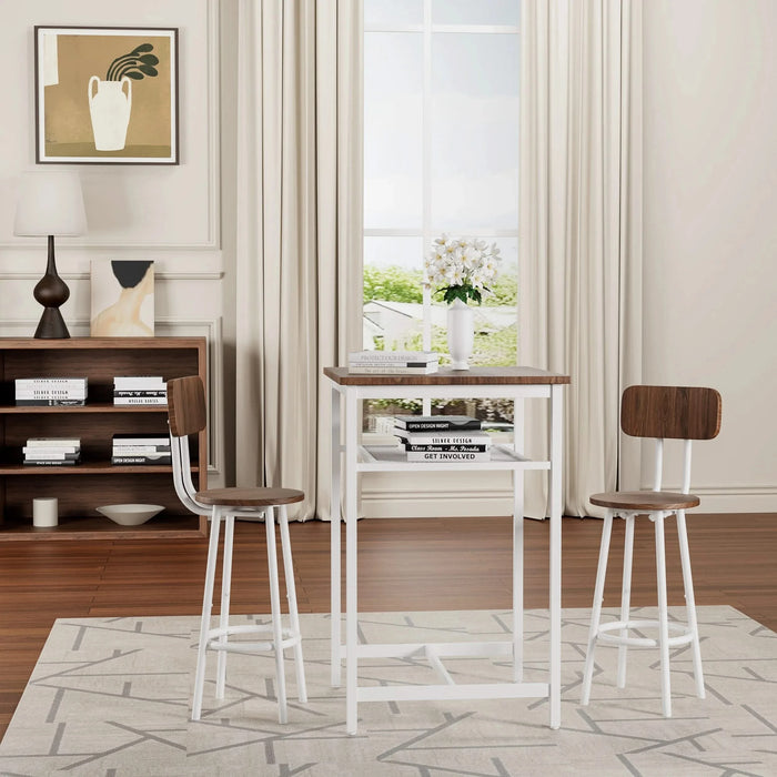 Bar table, equipped with 2 bar stools , with backrest and partition Default -DTYStore