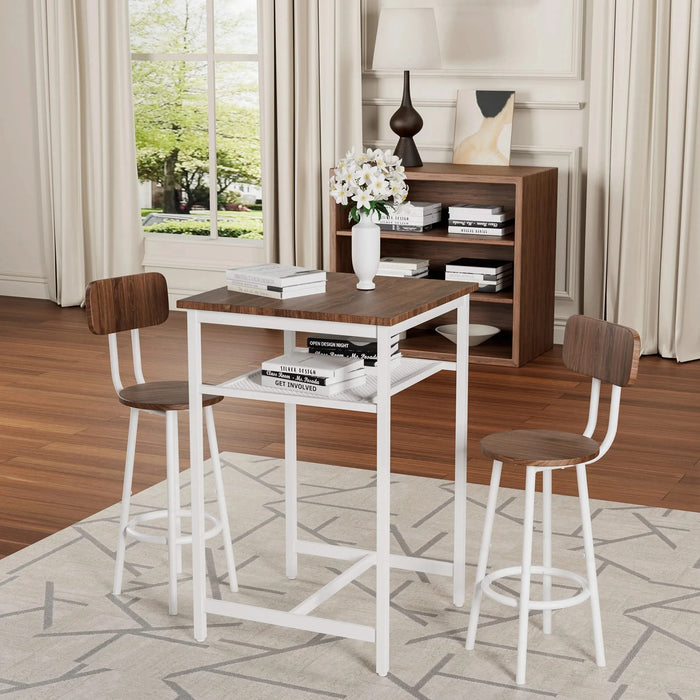 Bar table, equipped with 2 bar stools , with backrest and partition Default -DTYStore