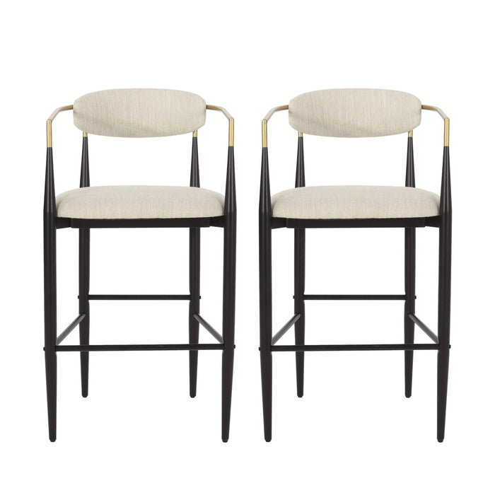 Barstools Set of 2, Counter Height Upholstered Bar Stools with Backs and Iron Legs for Kitchen Island, Beige Fabric Seating 260LBS Weight Capacity Default -DTYStore