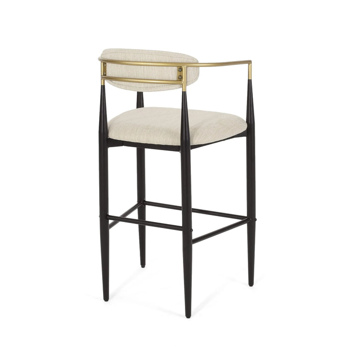 Barstools Set of 2, Counter Height Upholstered Bar Stools with Backs and Iron Legs for Kitchen Island, Beige Fabric Seating 260LBS Weight Capacity Default -DTYStore