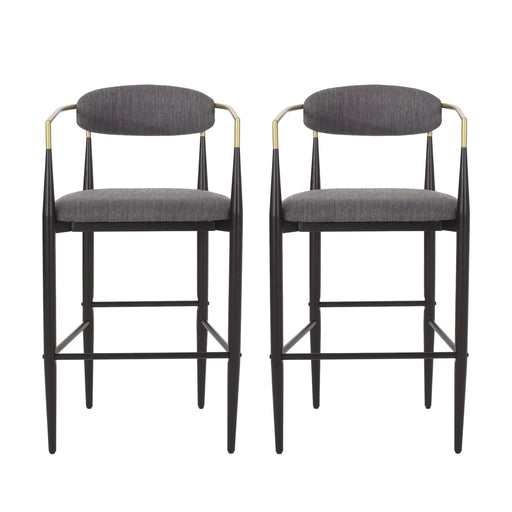 Barstools Set of 2, Counter Height Upholstered Bar Stools with Backs and Iron Legs for Kitchen Island, Gray Fabric Seating 260LBS Weight Capacity Default -DTYStore