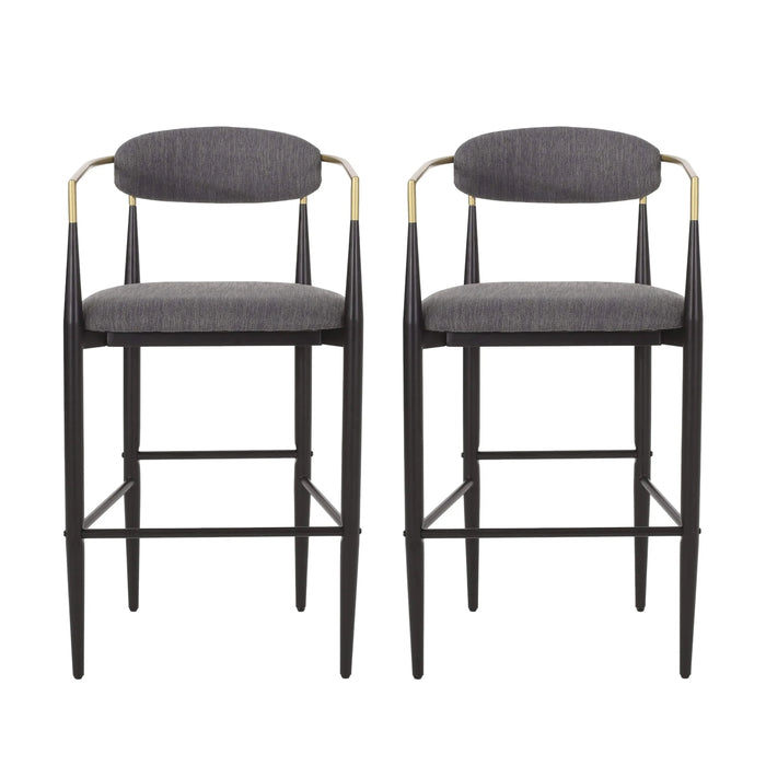 Barstools Set of 2, Counter Height Upholstered Bar Stools with Backs and Iron Legs for Kitchen Island, Gray Fabric Seating 260LBS Weight Capacity Default -DTYStore
