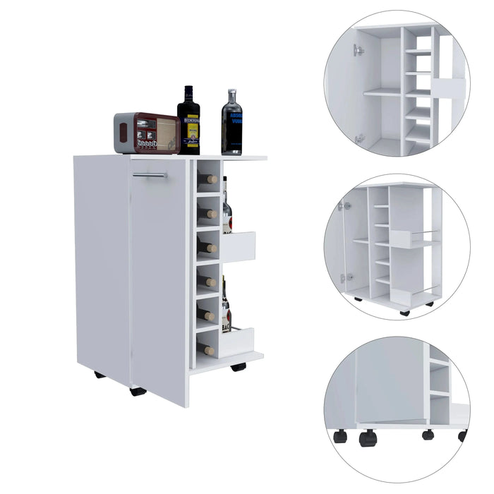 Bartlet 2-Shelf 6-Bottle Bar Cart with Division White Default -DTYStore