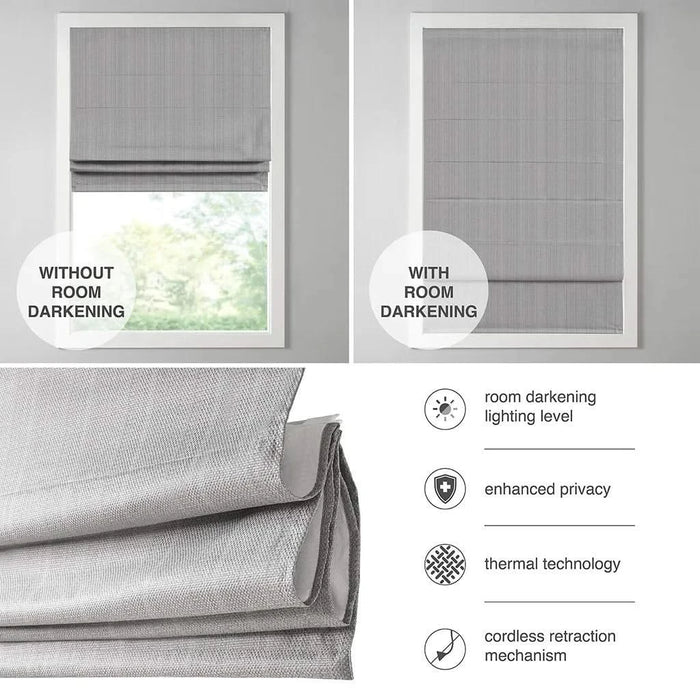 Basketweave Room Darkening Cordless Roman Shade Default -DTYStore