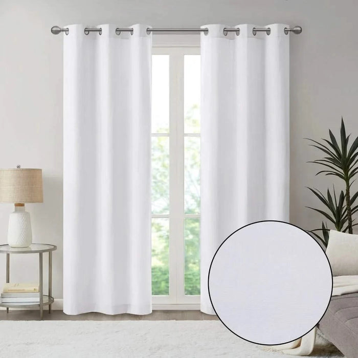Basketweave Room Darkening Curtain Panel Pair(2 Pcs Window Panels) Default -DTYStore