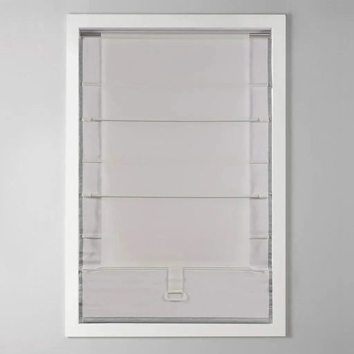 Basketweave Total Blackout Cordless Roman Shade for Windows — Modern Light-Blocking Drapery Grey 27"W Top face detachable -DTYStore