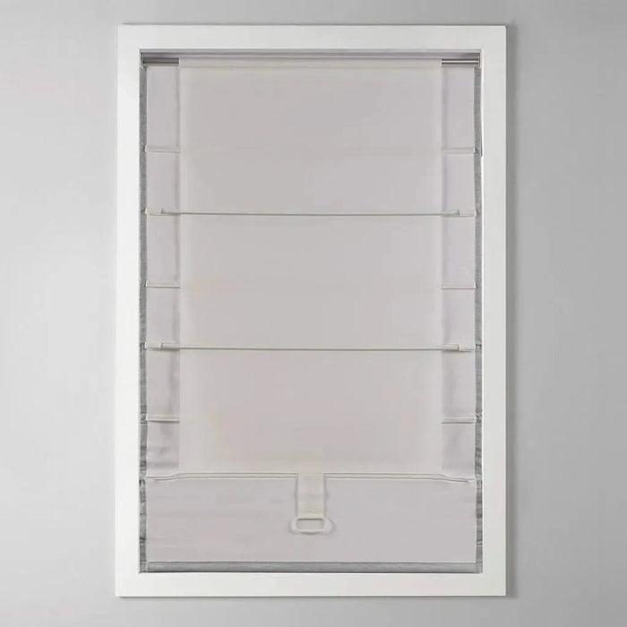 Basketweave Total Blackout Cordless Roman Shade for Windows — Modern Light-Blocking Drapery Grey 27"W Top face detachable -DTYStore