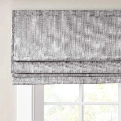 Basketweave Total Blackout Cordless Roman Shade for Windows — Modern Light-Blocking Drapery Grey 27"W Top face detachable -DTYStore