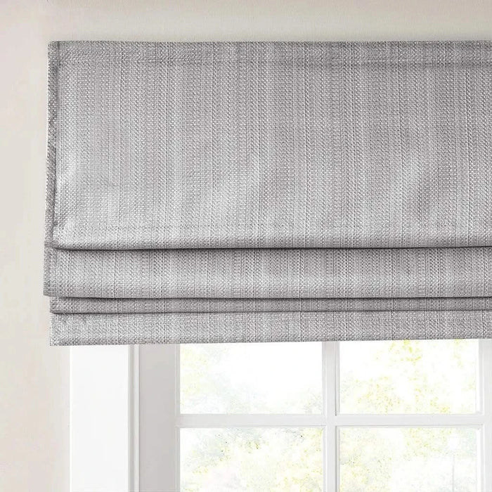 Basketweave Total Blackout Cordless Roman Shade for Windows — Modern Light-Blocking Drapery Grey 27"W Top face detachable -DTYStore
