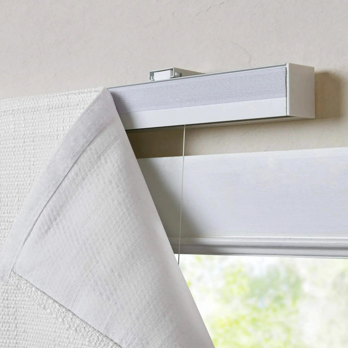 Basketweave Total Blackout Cordless Roman Shade for Windows — Modern Light-Blocking Drapery White 33"W None -DTYStore