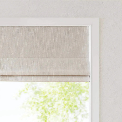 Basketweave Total Blackout Cordless Roman Shade for Windows — Modern Light-Blocking Drapery Linen -DTYStore