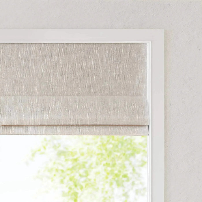 Basketweave Total Blackout Cordless Roman Shade for Windows — Modern Light-Blocking Drapery Linen -DTYStore