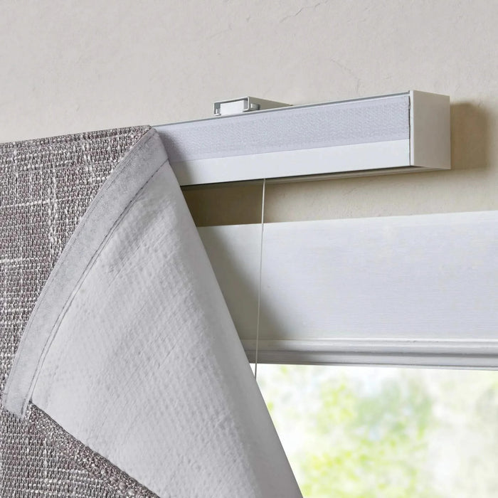 Basketweave Total Blackout Cordless Roman Shade for Windows — Modern Light-Blocking Drapery Grey -DTYStore