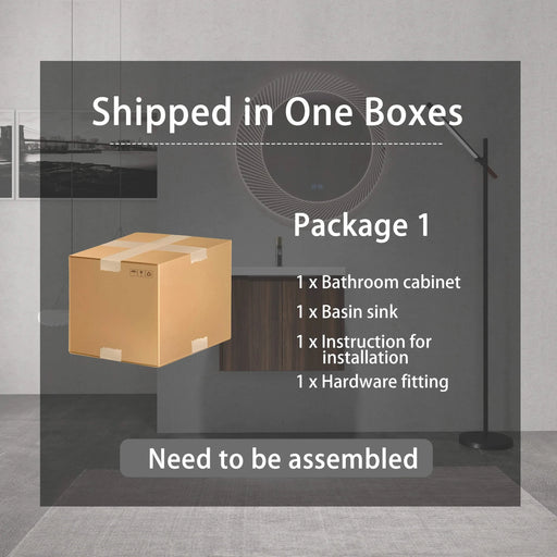 Bathroom Cabinet With Sink,Soft Close Doors,Float Mounting Design,24 Inch For Small Bathroom,24x18-00624CAW(KD-Packing) Default -DTYStore