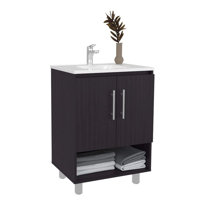Bathroom Vanity, 2 Doors, 4 Shelves, Black Wengue Default -DTYStore
