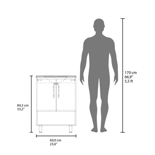 Bathroom Vanity, 2 Doors, 4 Shelves, Black Wengue Default -DTYStore