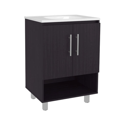 Bathroom Vanity, 2 Doors, 4 Shelves, Black Wengue Default -DTYStore