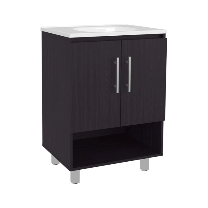 Bathroom Vanity, 2 Doors, 4 Shelves, Black Wengue Default -DTYStore