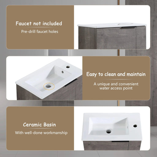 Bathroom Vanity with Sink 22 Inch for Small Bathroom,Floating Bathroom Vanity with Soft Close Door,Small Bathroom Vanity with Sink, 22x13 (KD-Packing) Default -DTYStore