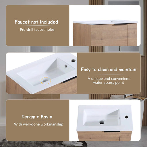 Bathroom Vanity with Sink 22 Inch for Small Bathroom,Floating Bathroom Vanity with Soft Close Door,Small Bathroom Vanity with Sink, 22x13 (KD-Packing) Default -DTYStore