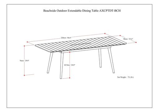Beachside - Outdoor Extendable Dining Table - Light Teak Default -DTYStore
