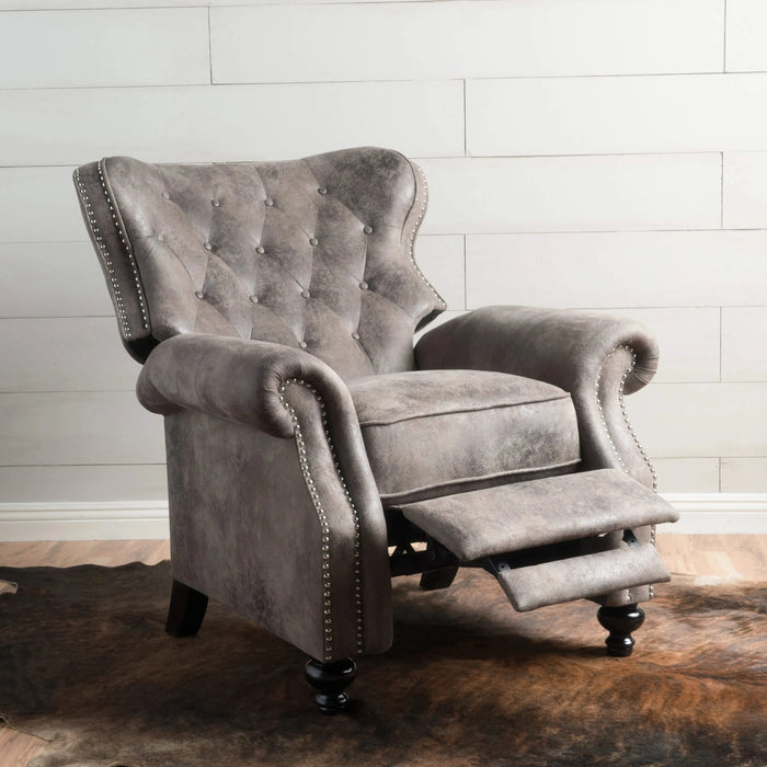 Beacon Accented Push Back Recliner Chair with Rolled Arms, Brown Grey Default -DTYStore