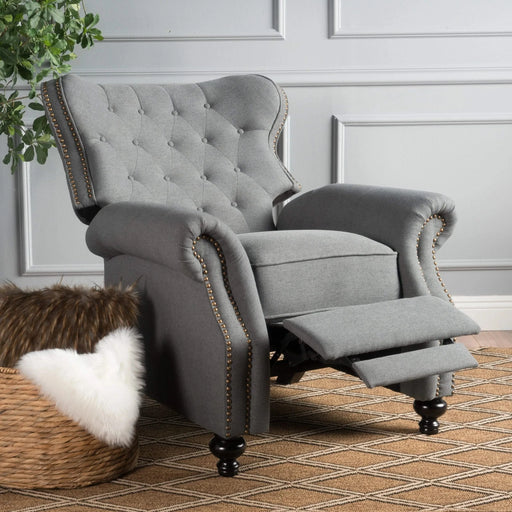 Beacon Accented Push Back Recliner Chair with Rolled Arms, Charcoal Default -DTYStore
