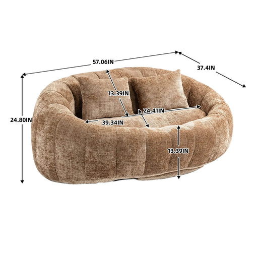 Bean Bag Sofa Lazy Sofa Durable Comfort Lounger High Back Bean Bag Chair Couch in Coffee Chenille for Adults and Kids Default -DTYStore