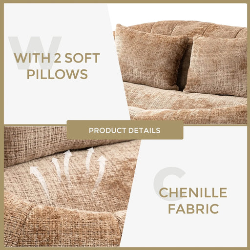 Bean Bag Sofa Lazy Sofa Durable Comfort Lounger High Back Bean Bag Chair Couch in Coffee Chenille for Adults and Kids Default -DTYStore