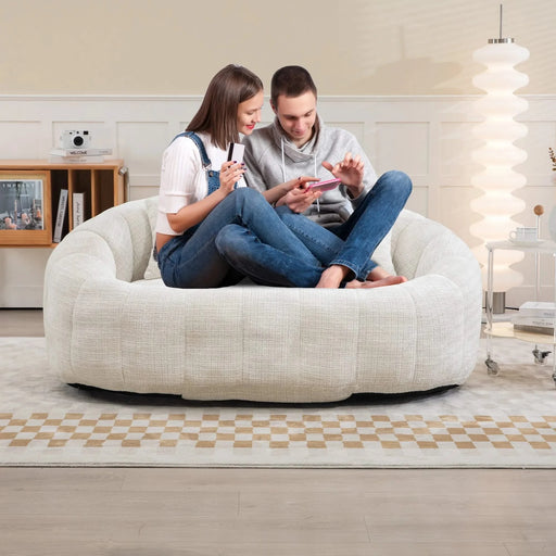 Bean Bag sofa Lazy Sofa Durable Comfort Lounger High Back Bean Bag Chair Couch for Adults and Kids, Indoor & Outdoor, Accent Floor Soft Lounge Chair (Beige chenille) Default -DTYStore