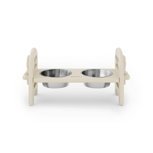 Beige Adjustable Pet Bowl Travel Ready HDPE Durable Poly Lumber Recycled Default -DTYStore
