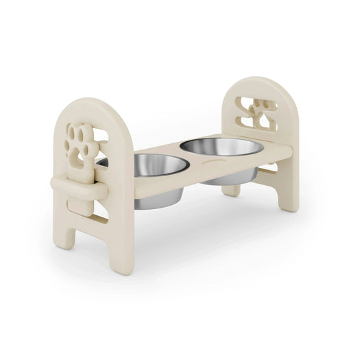Beige Adjustable Pet Bowl Travel Ready HDPE Durable Poly Lumber Recycled Default -DTYStore