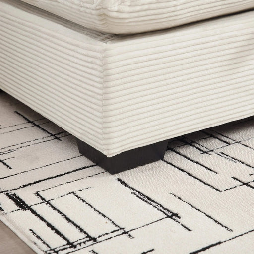 Beige Corduroy Deep Seat Single Sofa Accent Chair,Deep Seat Couch with Waist Pillow for Living Room/Apartment/Office Default -DTYStore