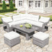 Beige Outdoor Patio Rattan Furniture Set with Adjustable Table, Recliners, Side Tables, and Ottomans Default -DTYStore