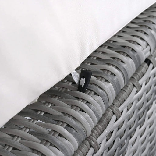 Beige Outdoor Patio Rattan Furniture Set with Adjustable Table, Recliners, Side Tables, and Ottomans Default -DTYStore