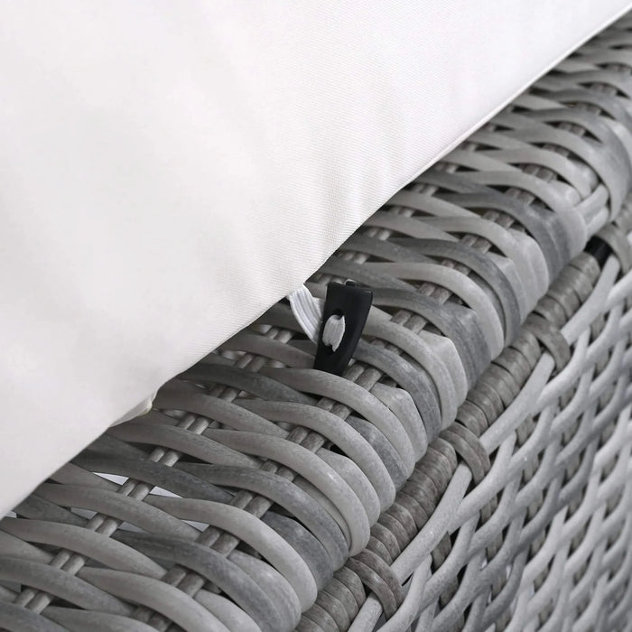 Beige Outdoor Patio Rattan Furniture Set with Adjustable Table, Recliners, Side Tables, and Ottomans Default -DTYStore