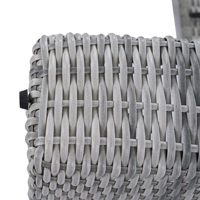 Beige Outdoor Patio Rattan Furniture Set with Adjustable Table, Recliners, Side Tables, and Ottomans Default -DTYStore