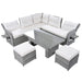 Beige Outdoor Patio Rattan Furniture Set with Adjustable Table, Recliners, Side Tables, and Ottomans Default -DTYStore