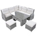 Beige Outdoor Patio Rattan Furniture Set with Adjustable Table, Recliners, Side Tables, and Ottomans Default -DTYStore