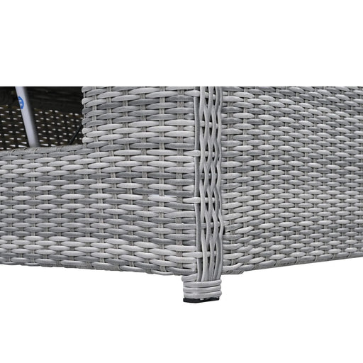 Beige Outdoor Patio Rattan Furniture Set with Adjustable Table, Recliners, Side Tables, and Ottomans Default -DTYStore