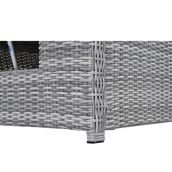 Beige Outdoor Patio Rattan Furniture Set with Adjustable Table, Recliners, Side Tables, and Ottomans Default -DTYStore