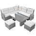 Beige Outdoor Patio Rattan Furniture Set with Adjustable Table, Recliners, Side Tables, and Ottomans Default -DTYStore